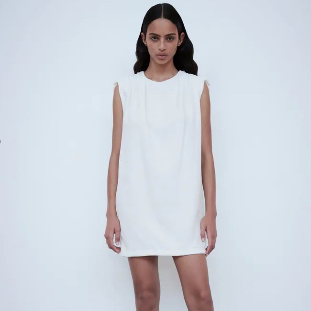 Zara Flowing Dress with Shoulder Pads